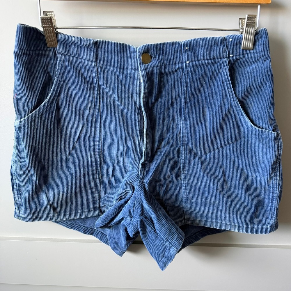 Fast Breakers Vintage Corduroy Shorts Mens 34 Blue 90s Surf Skate Wide Wale USA